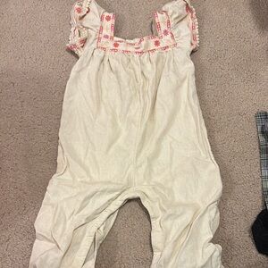Kids Cream Romper with Embroidered Details